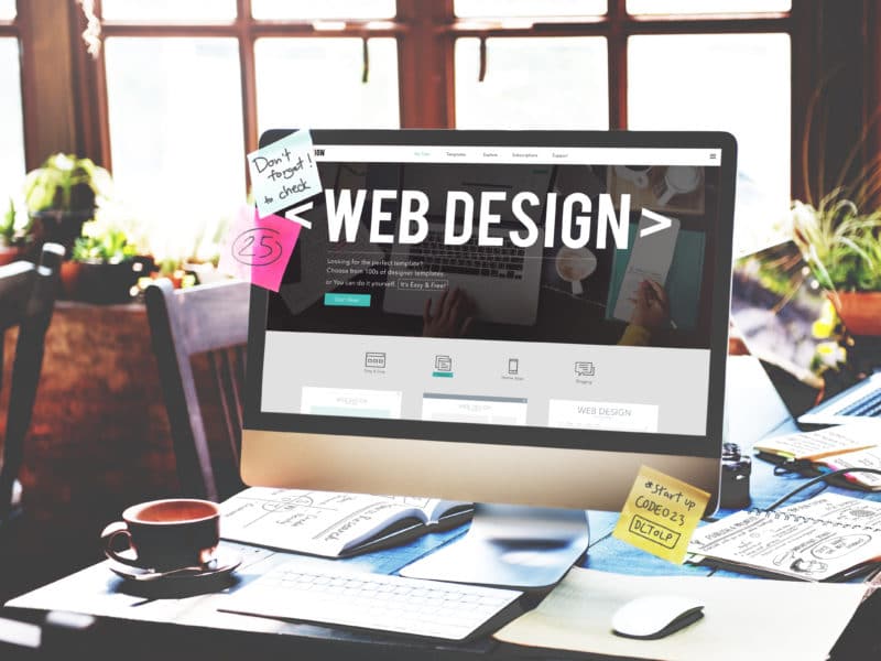 Web Design (words) on laptop