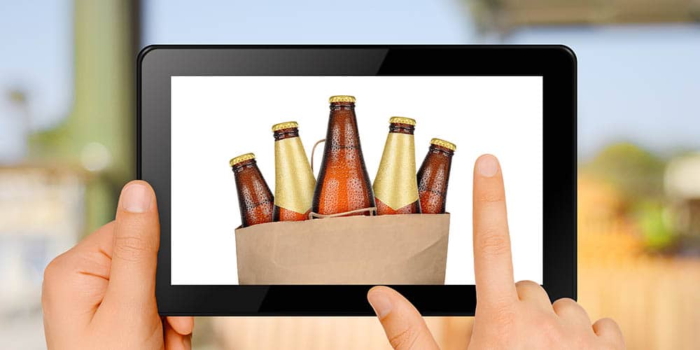 Bottles of beer displayed on tablet