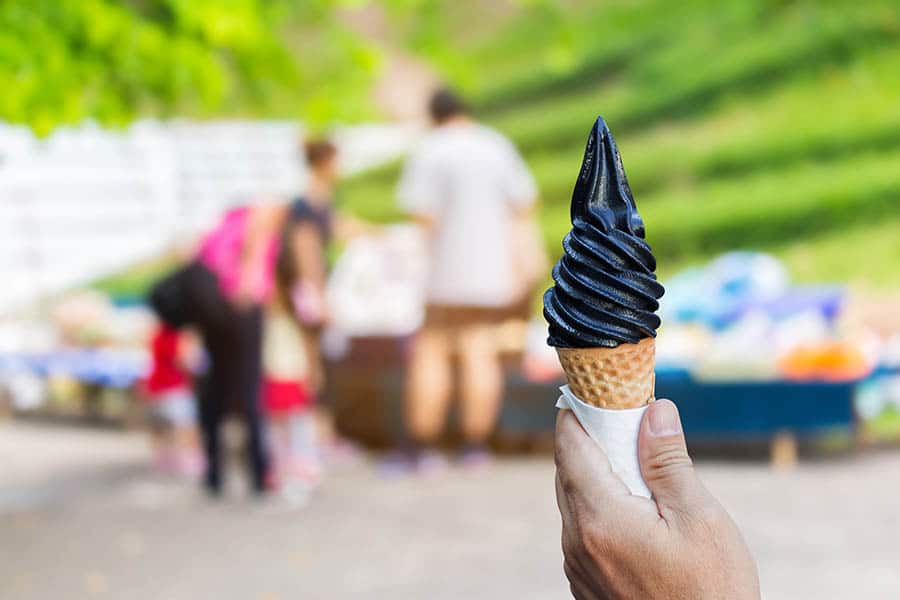 Charcoal ice cream cone
