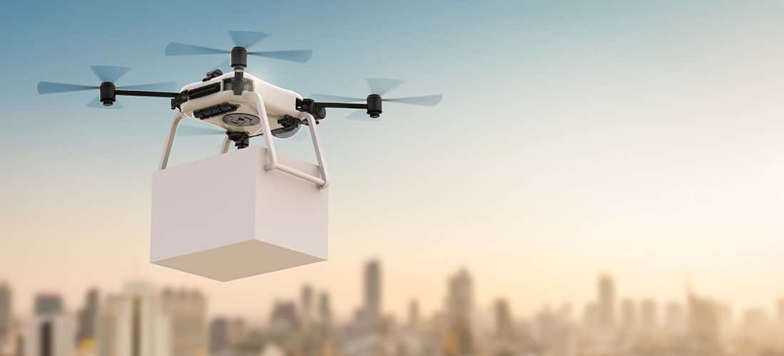 Drone delivering package