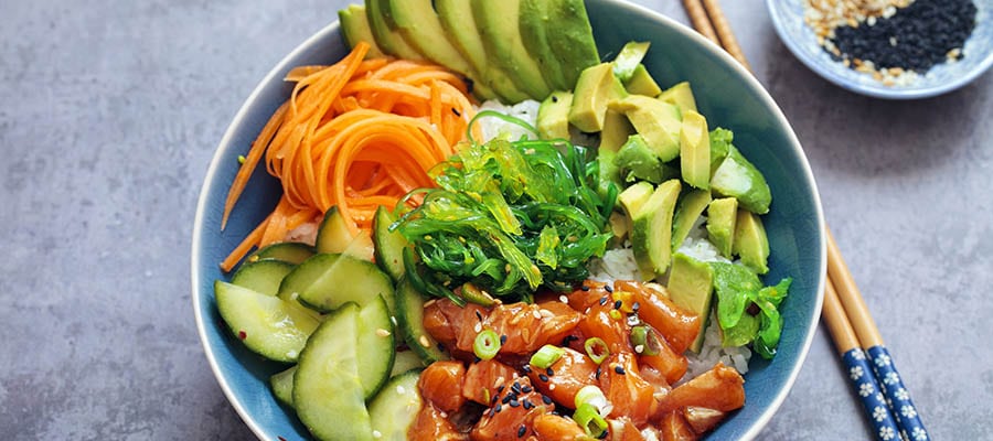 Assorted vegetables (salad) in bowl w/chopsticks